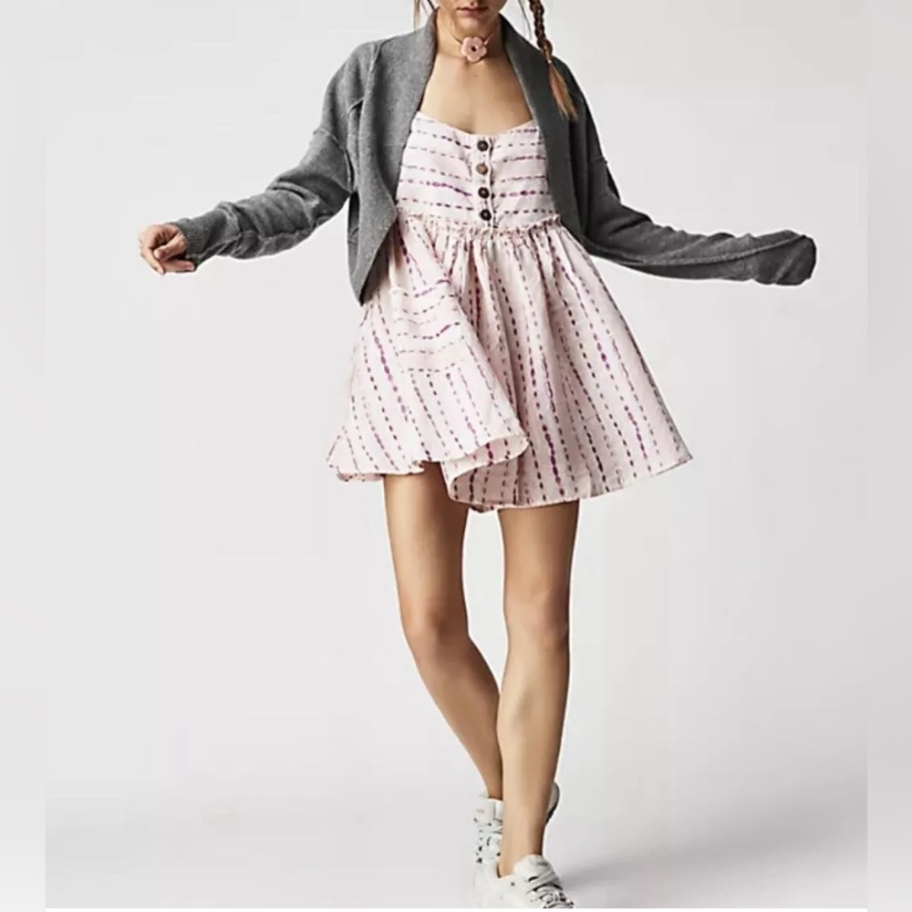 NWOT Free People Pink and Gray Jumpsuit Romper
